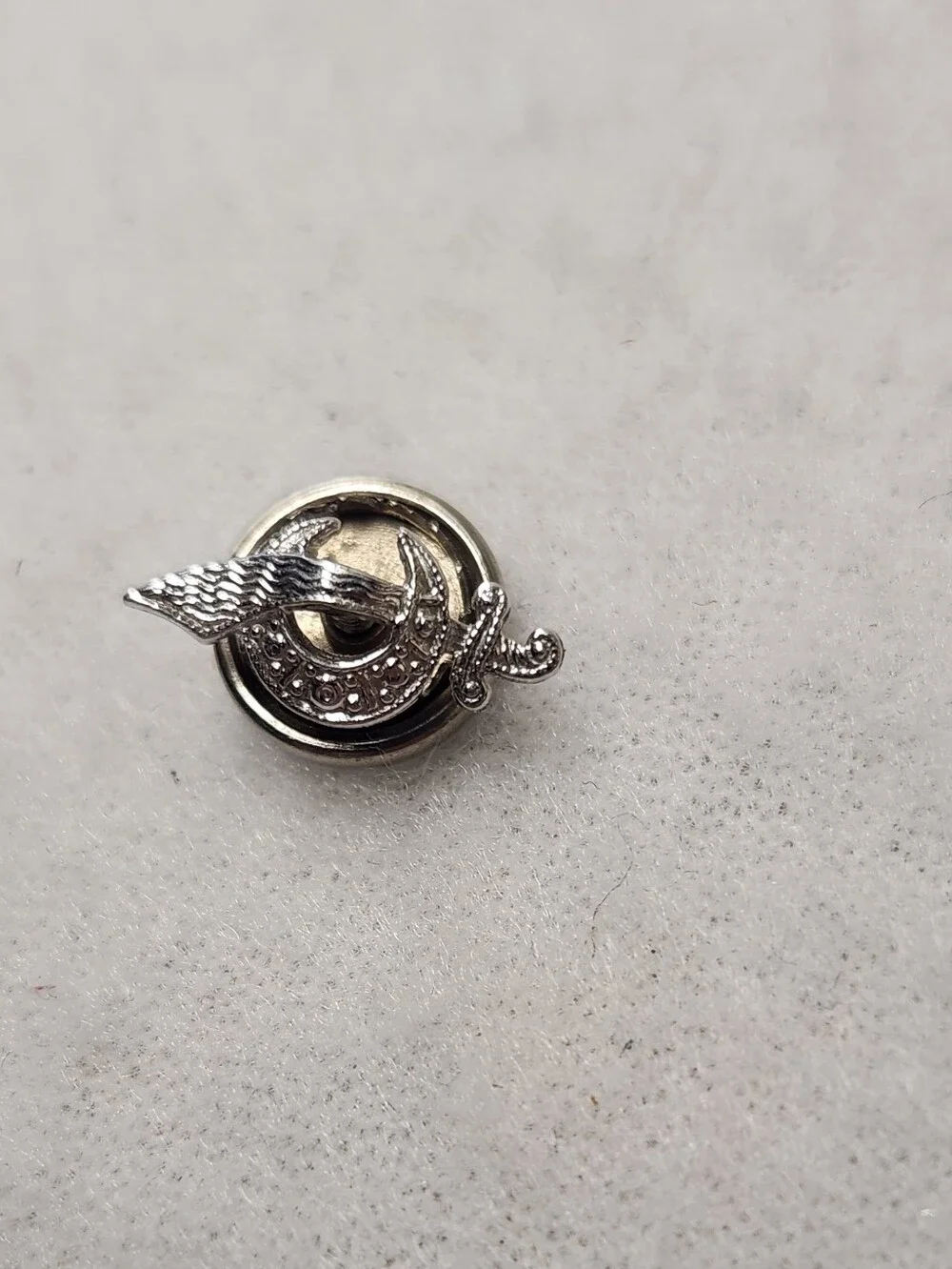 Vintage 14K White Gold Masonic Shriners Scimitar Crescent Moon Lapel Pin Brooch
